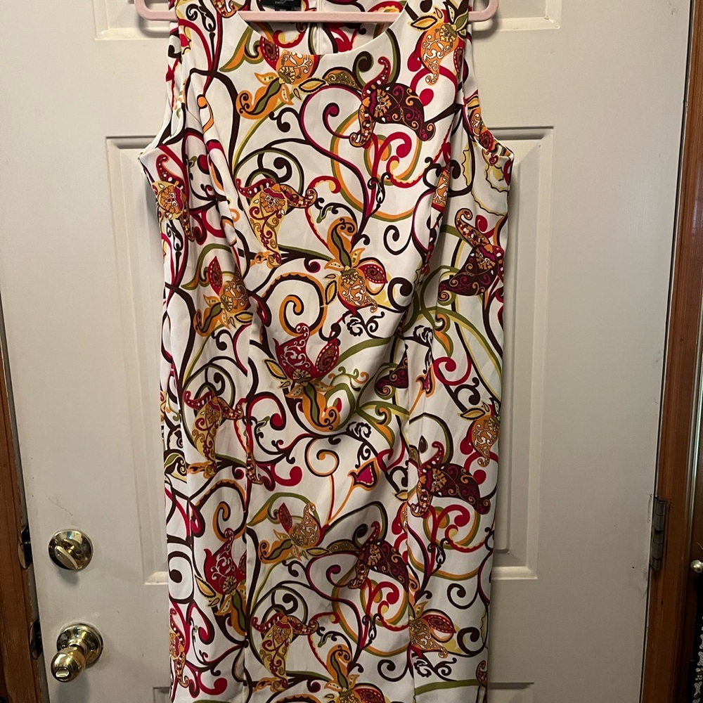 Kim Rogers White and Red Midi Dress